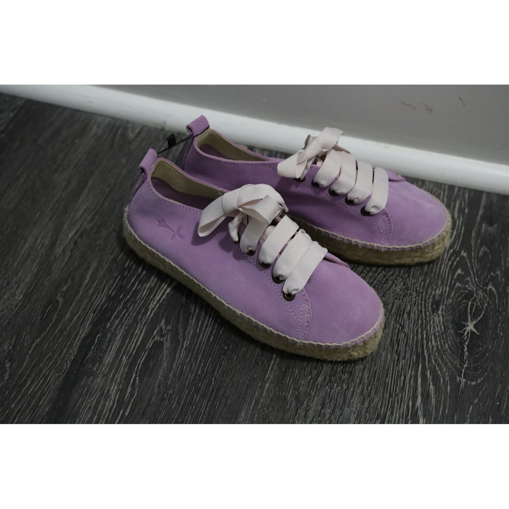 MANEBI Lavender Suede Flat Espadrille Lace Up Shoes Women Size 35 MSRP‎ $392